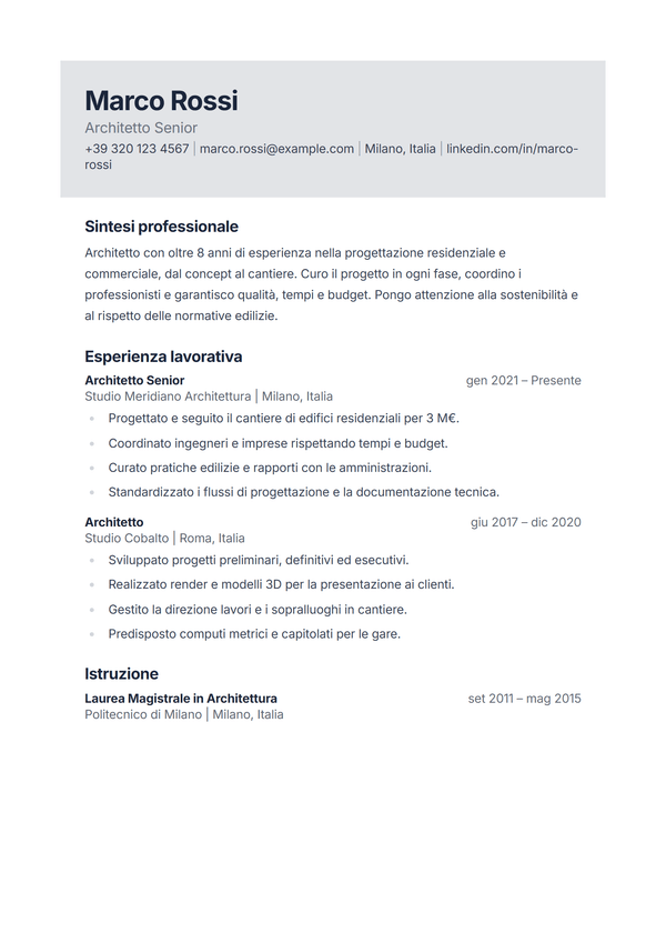 Slate — modello di CV