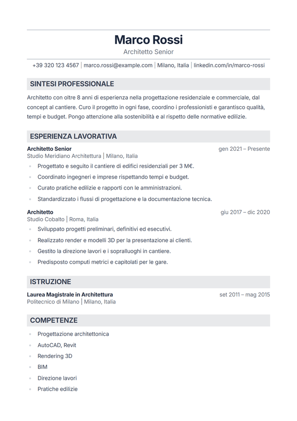 Sterling — modello di CV