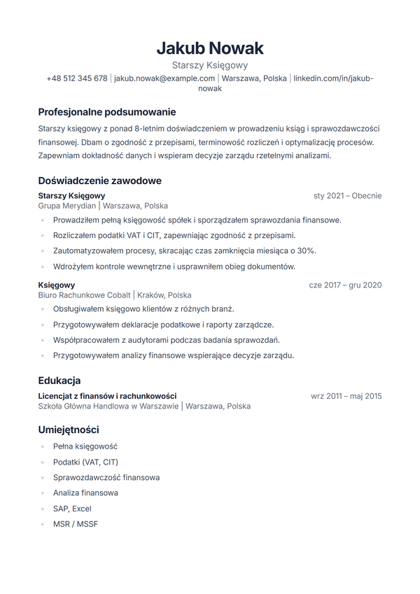 Classic — szablon CV