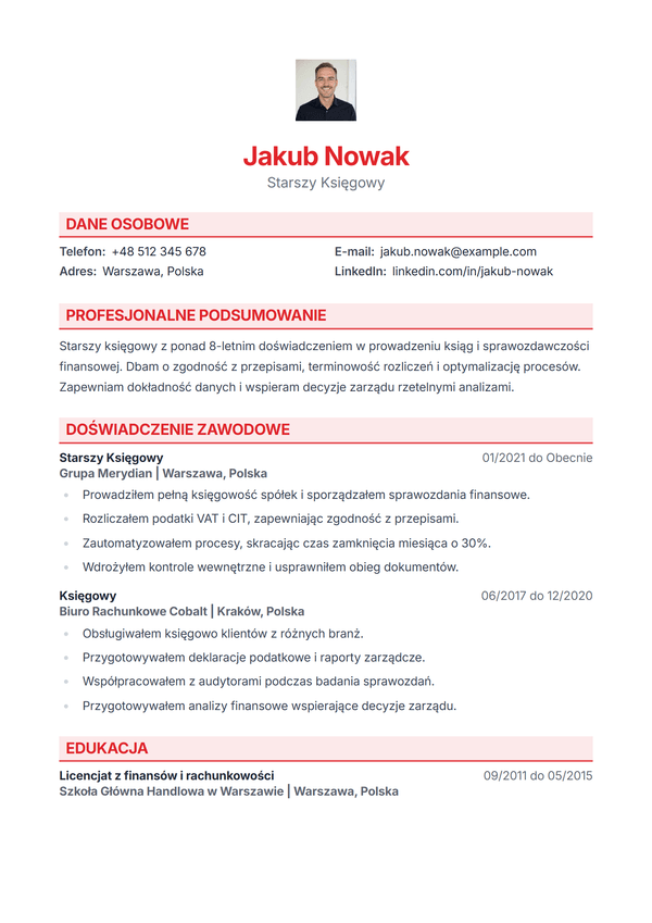 Coral — szablon CV