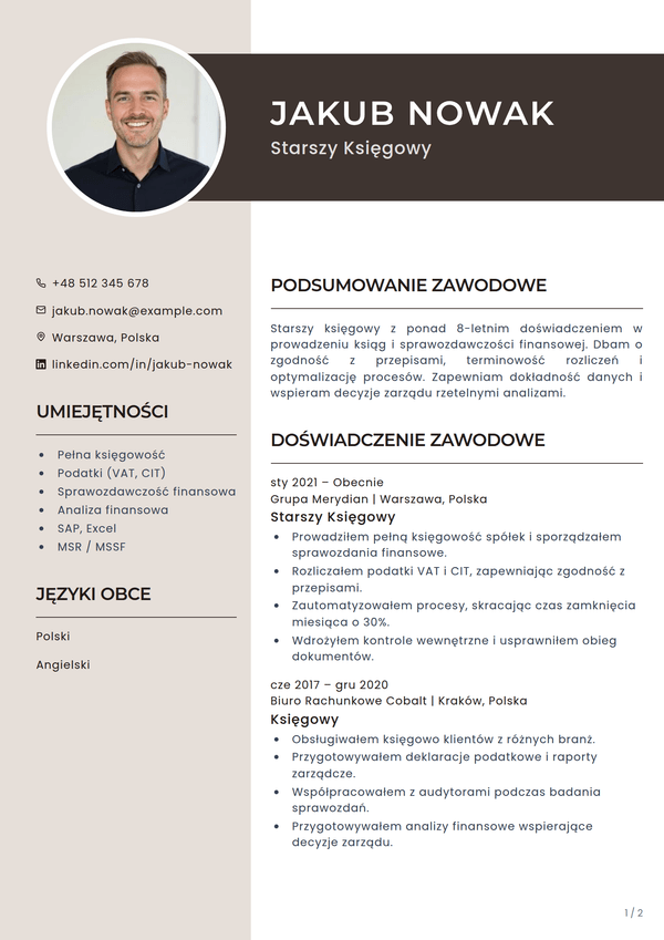 Mocha — szablon CV
