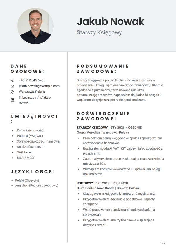 Pewter — szablon CV