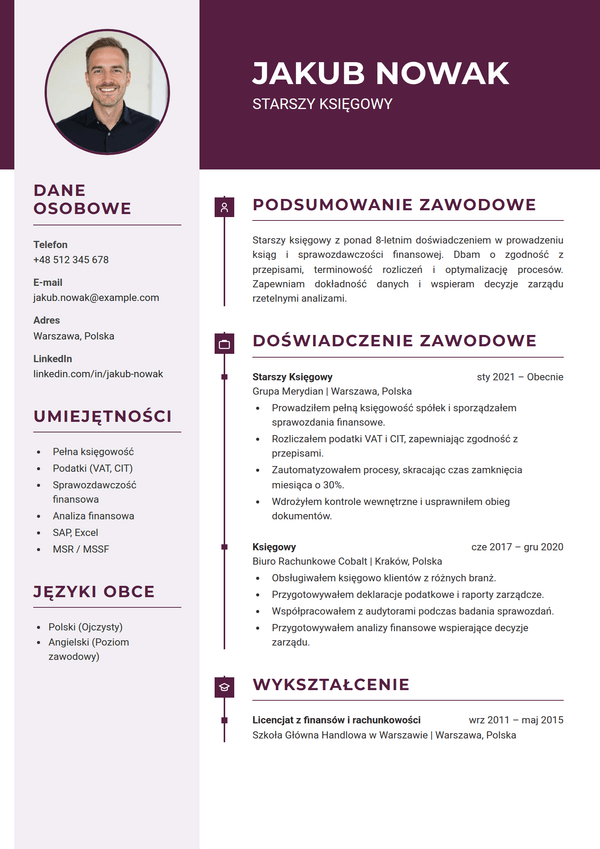 Plum — szablon CV