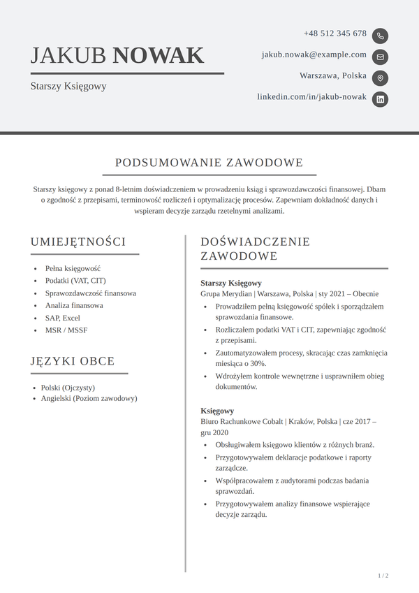 Quill — szablon CV