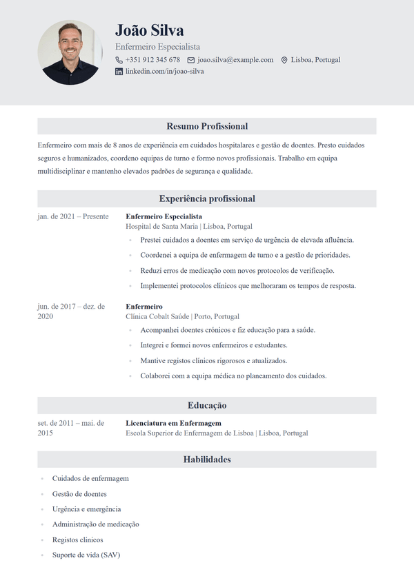 Heritage — modelo de currículo