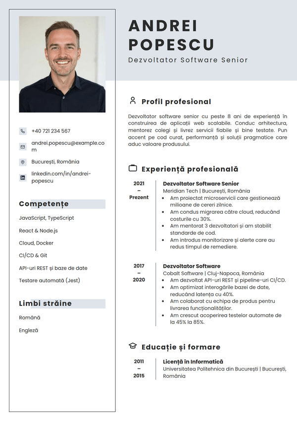 Atelier — model de CV