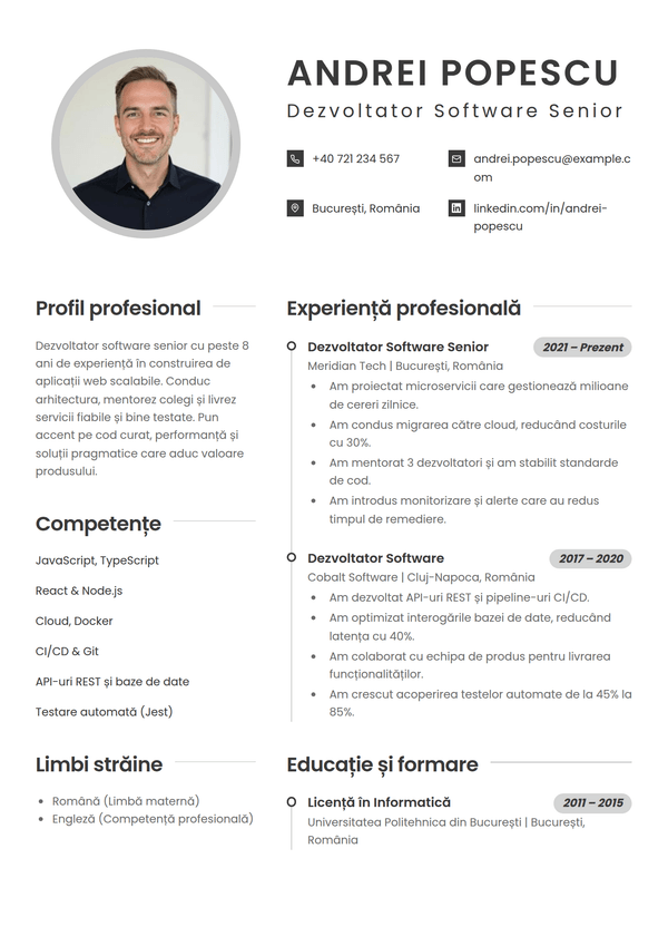 Cadence — model de CV