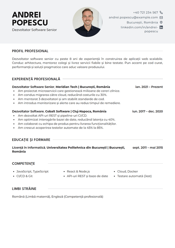 Clarity — model de CV