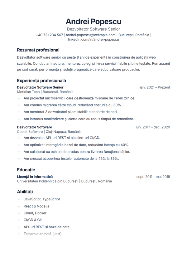 Classic — model de CV