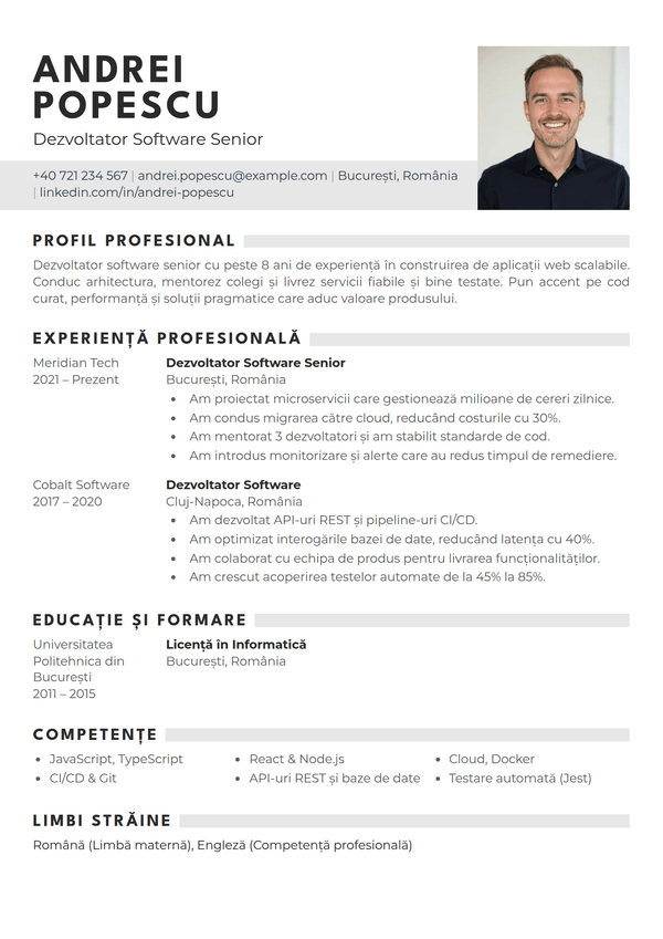 Graphite — model de CV