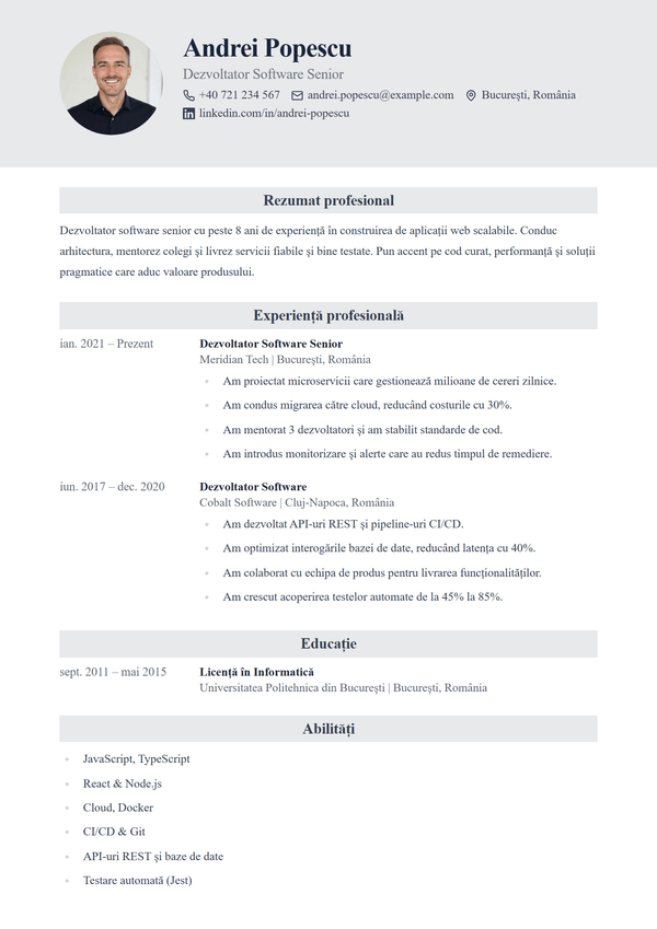Heritage — model de CV