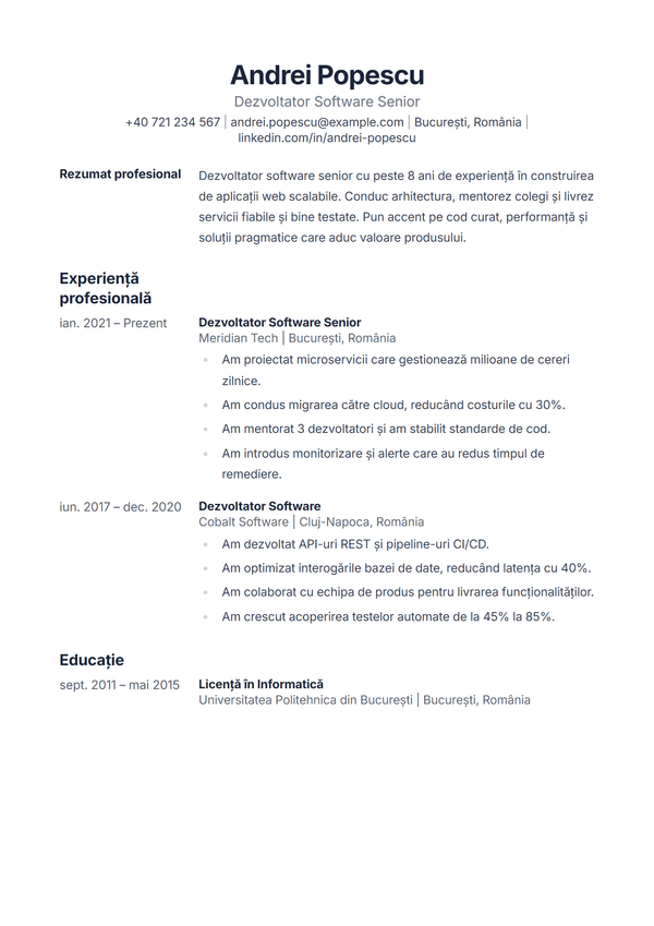 Ledger — model de CV