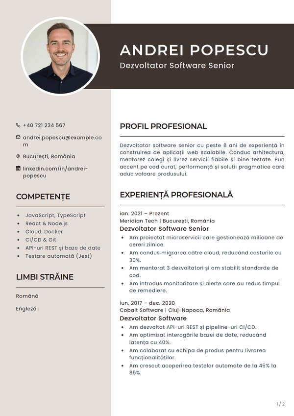 Mocha — model de CV