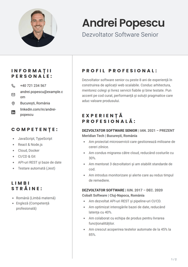 Pewter — model de CV