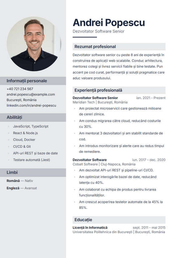 Portrait — model de CV