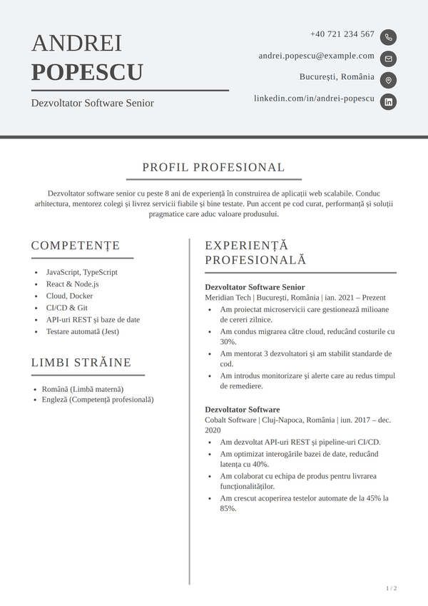Quill — model de CV