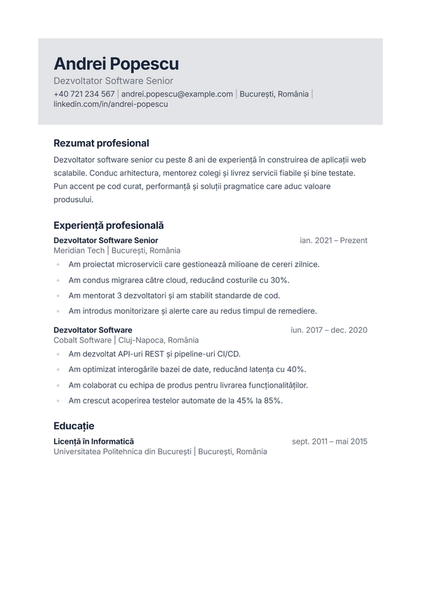 Slate — model de CV