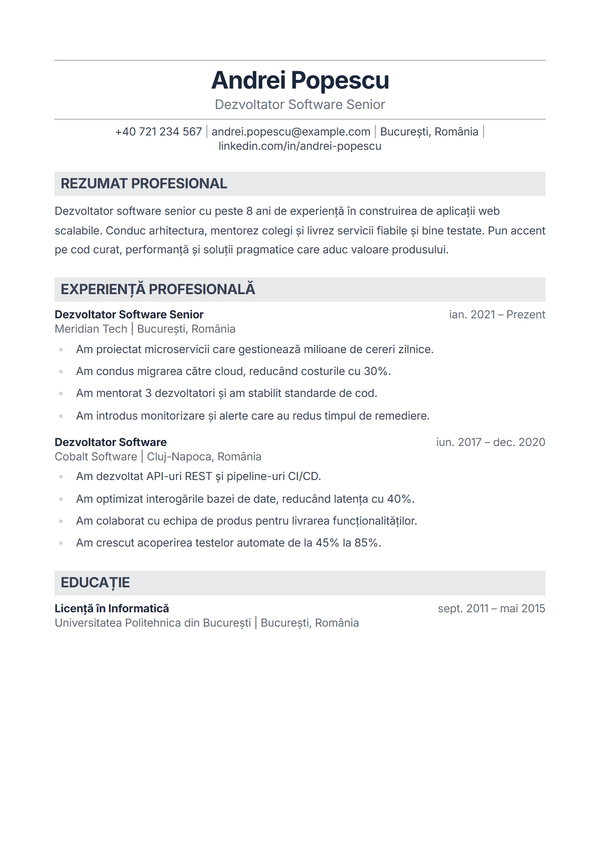 Sterling — model de CV