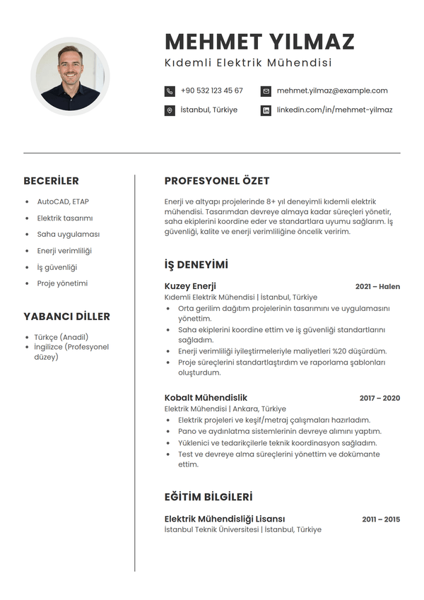 Contour — CV şablonu