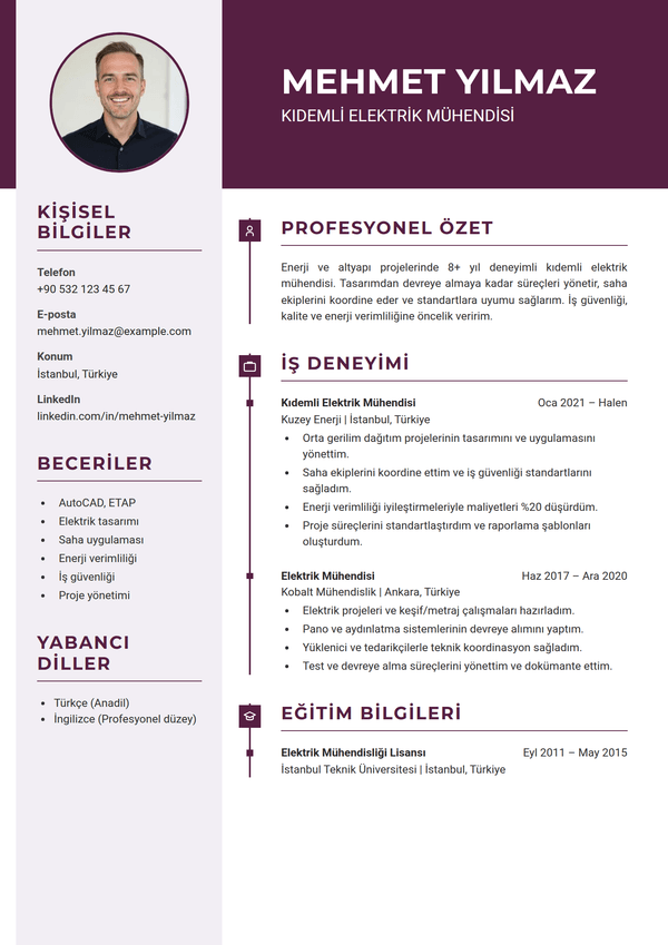 Plum — CV şablonu