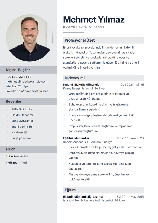 Portrait — CV şablonu