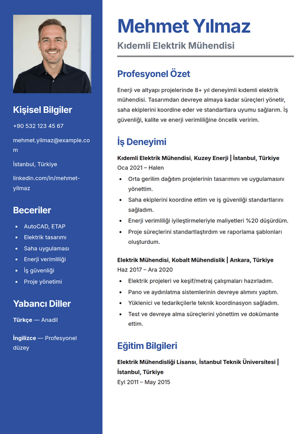 Sapphire — CV şablonu