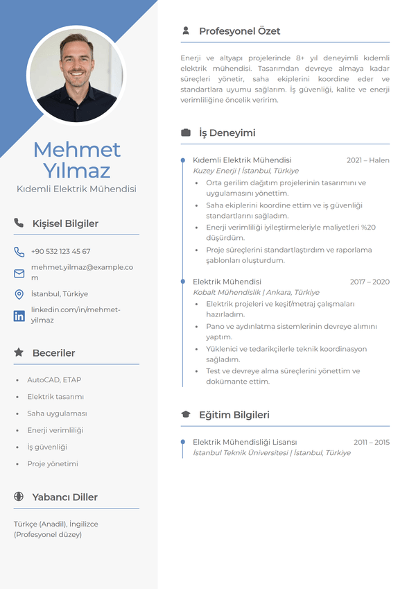 Vista — CV şablonu