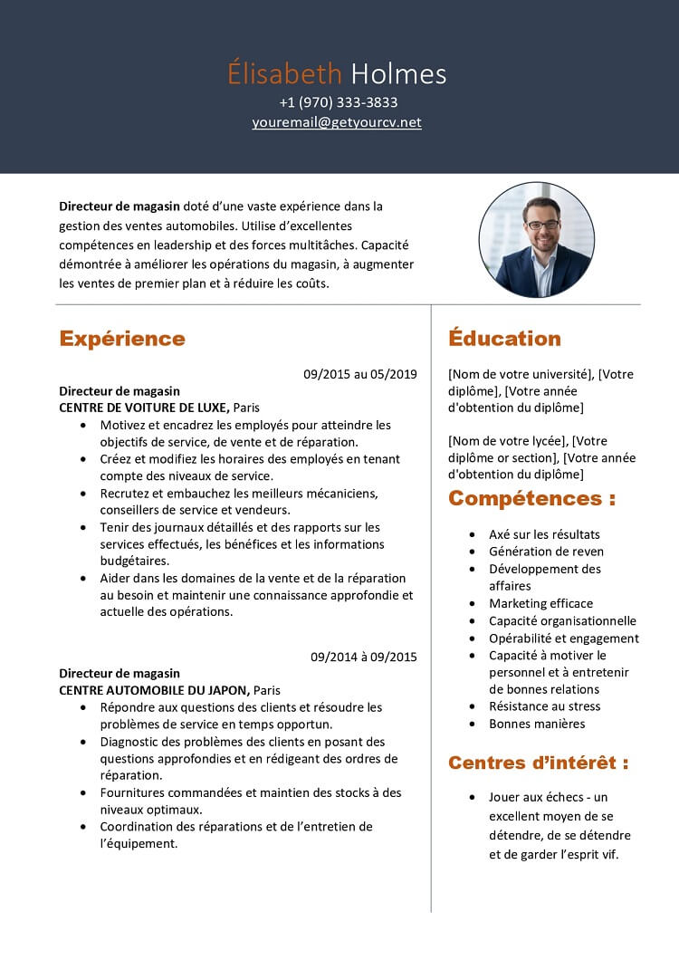 modèle de cv Word gratuit