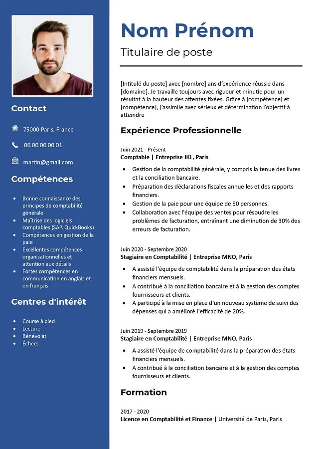 Modèle de CV moderne Word gratuit