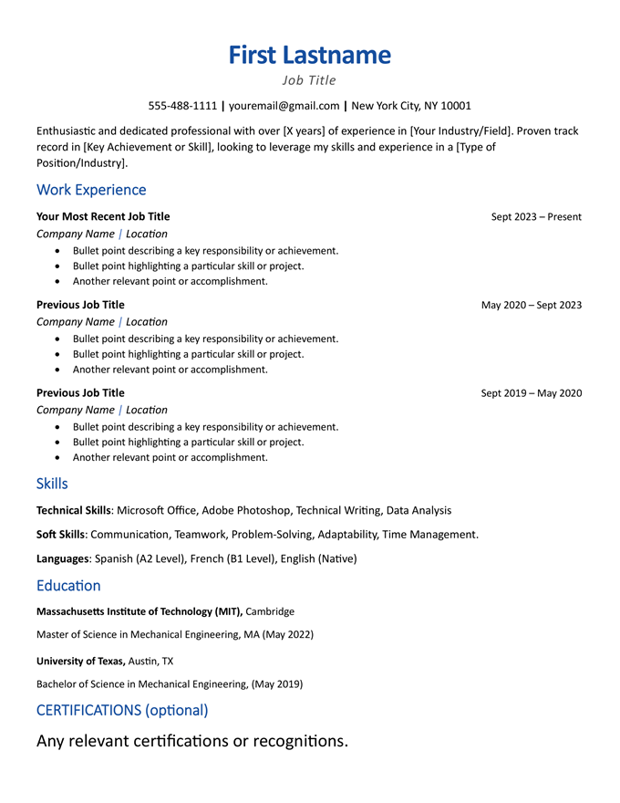 Simple Resume template