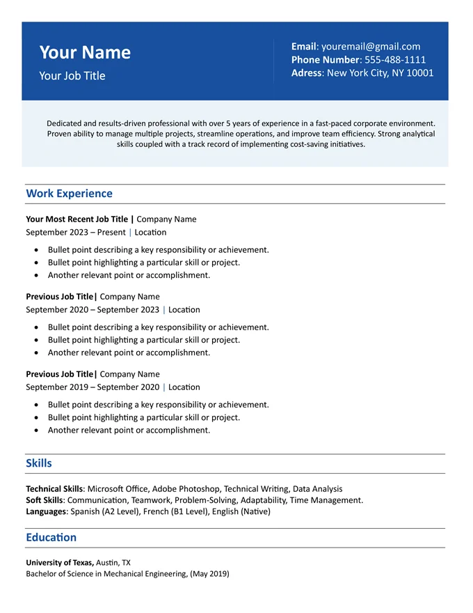 resume template modern word free