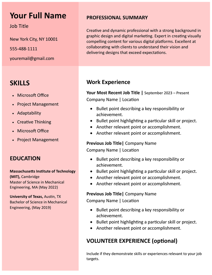 Red Creative Resume Template