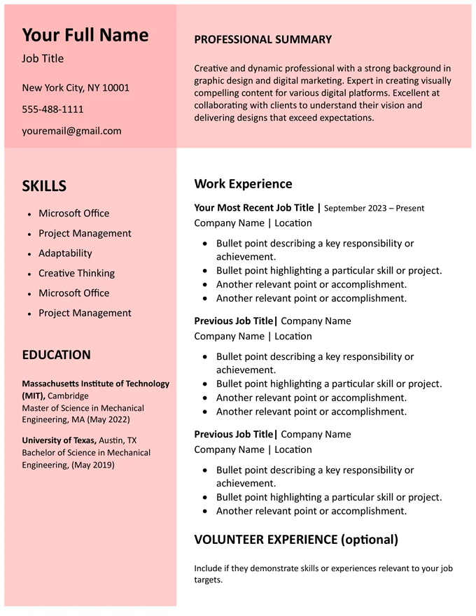 Red Creative Resume Template