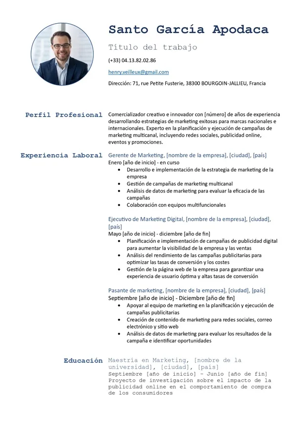 Plantilla de CV sencilla
